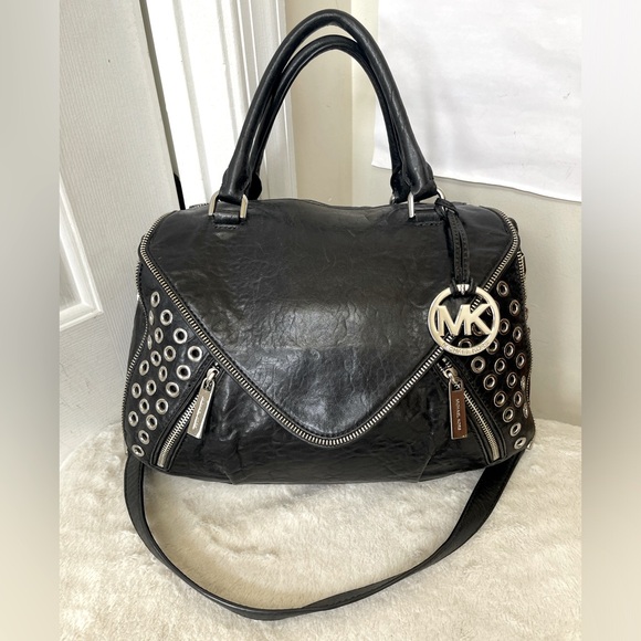Michael Kors Black Leather Satchel EUC - Picture 8 of 14